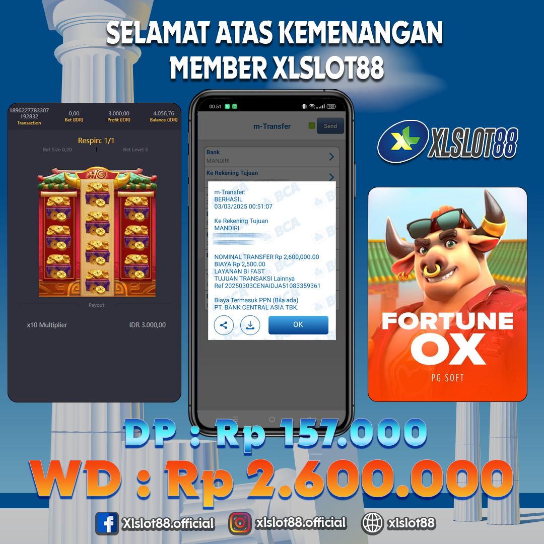 SELAMAT ATAS KEMENANGAN MEMBER XLSLOT88