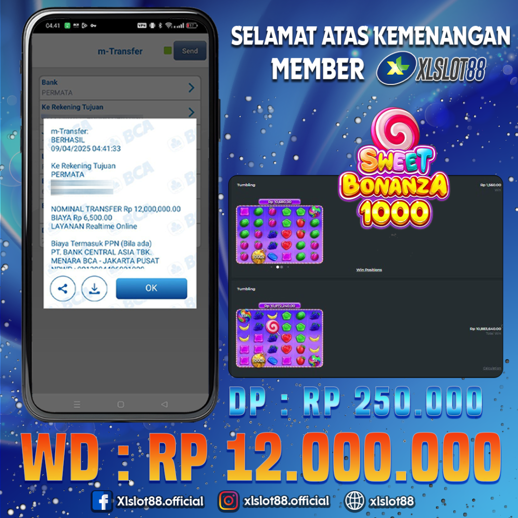 SELAMAT ATAS KEMENANGAN MEMBER XLSLOT88