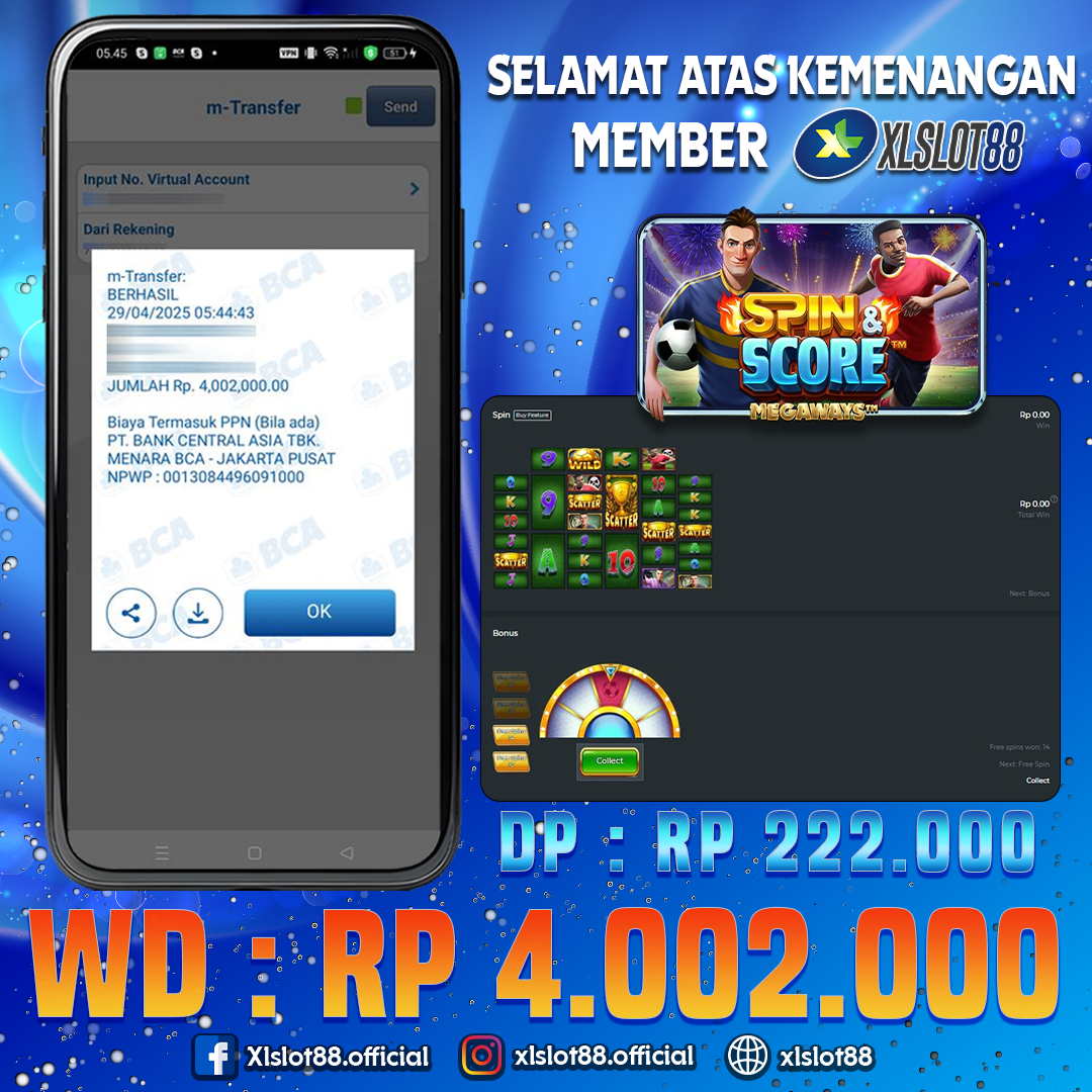 SELAMAT ATAS KEMENANGAN MEMBER XLSLOT88