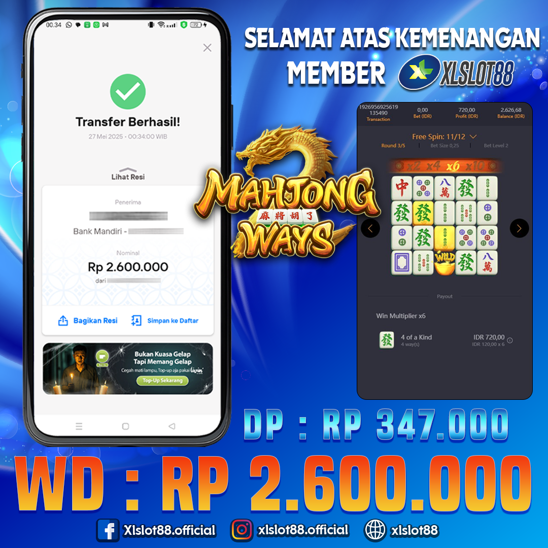 SELAMAT ATAS KEMENANGAN MEMBER XLSLOT88
