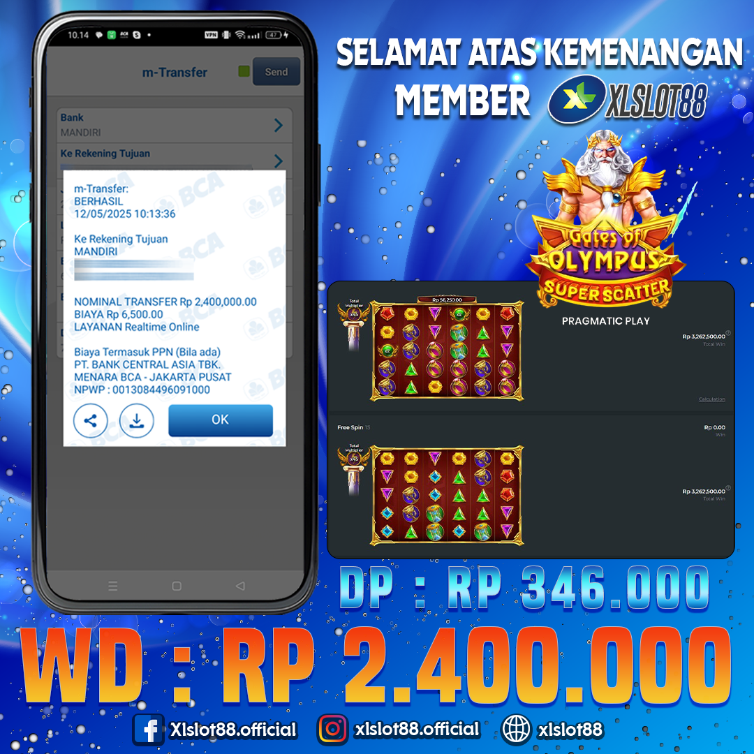 SELAMAT ATAS KEMENANGAN MEMBER XLSLOT88