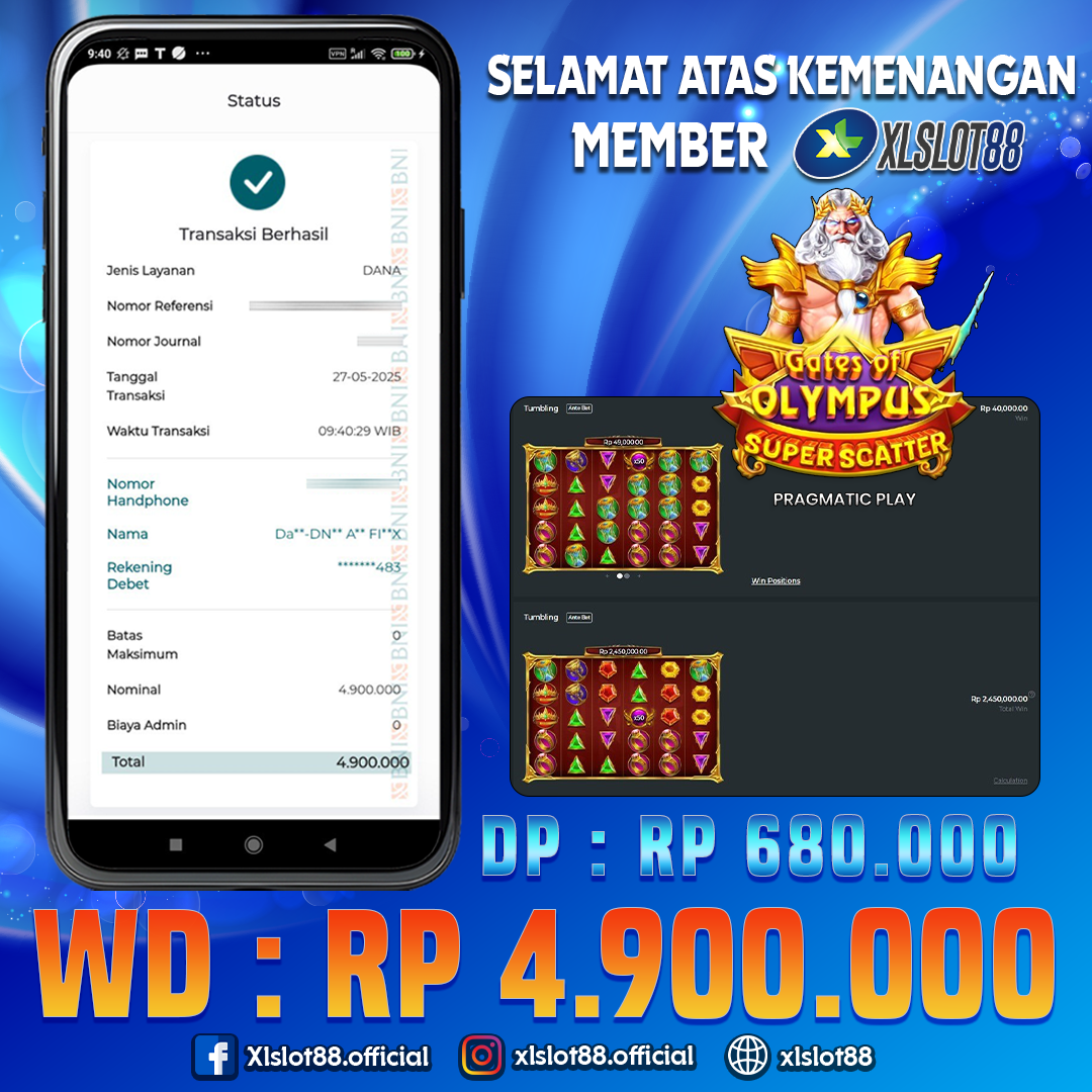 SELAMAT ATAS KEMENANGAN MEMBER XLSLOT88