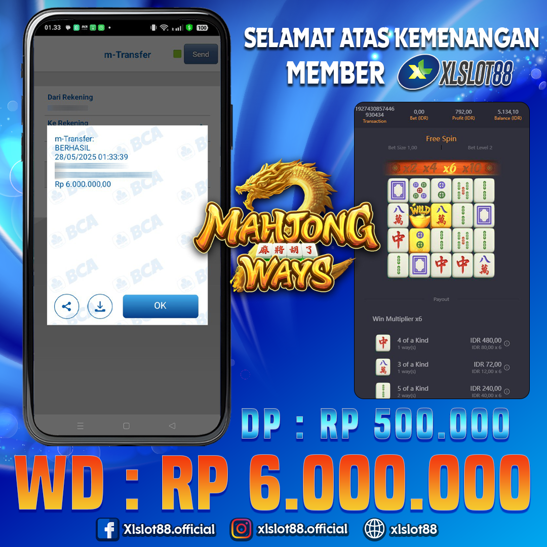 SELAMAT ATAS KEMENANGAN MEMBER XLSLOT88