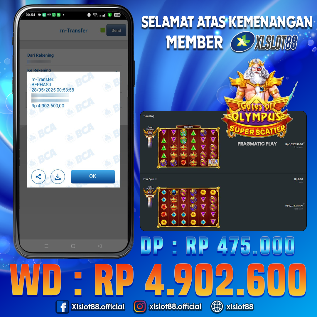 SELAMAT ATAS KEMENANGAN MEMBER XLSLOT88