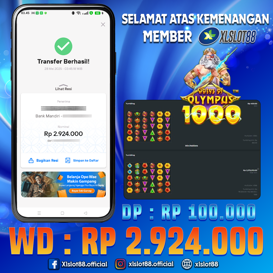 SELAMAT ATAS KEMENANGAN MEMBER XLSLOT88