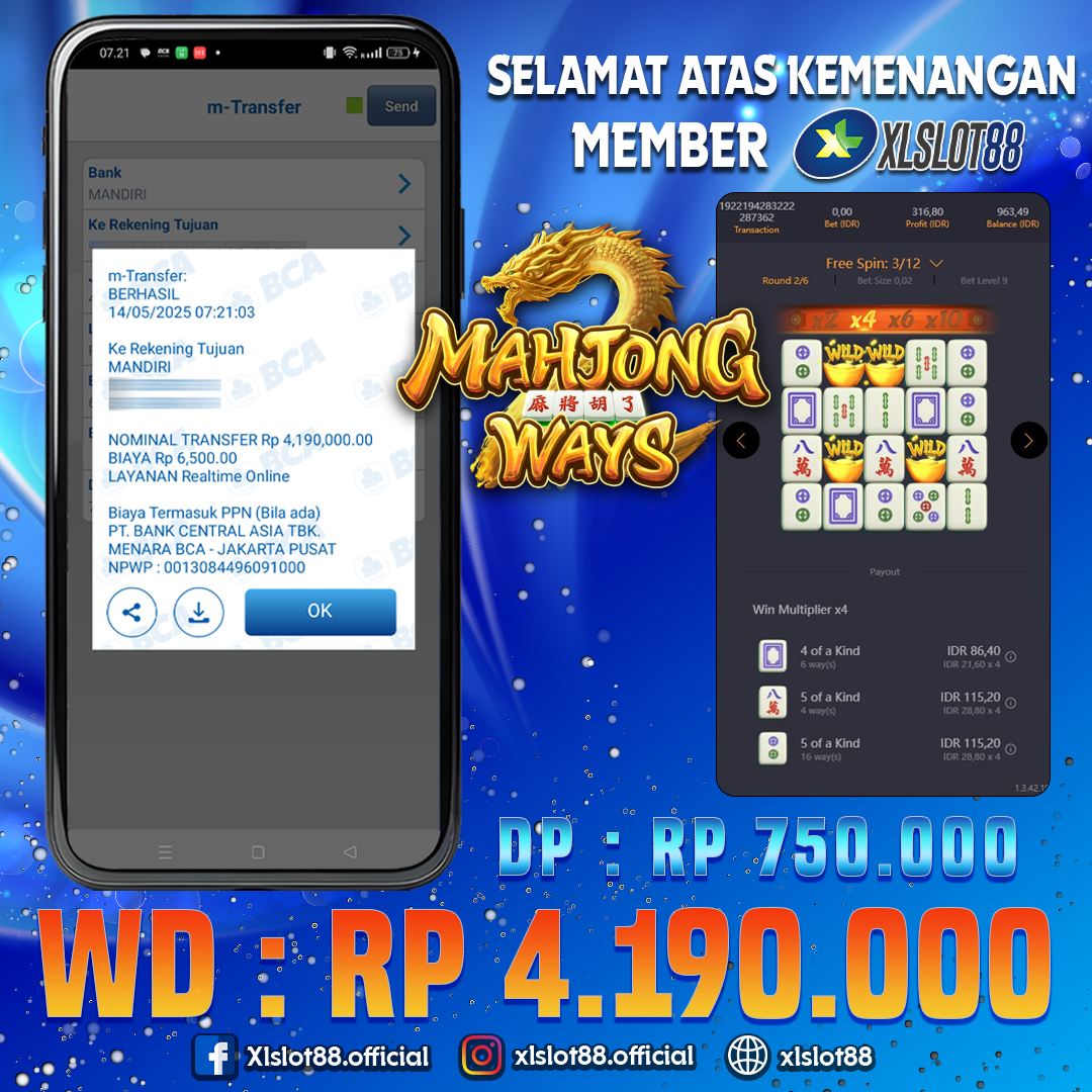 SELAMAT ATAS KEMENANGAN MEMBER XLSLOT88