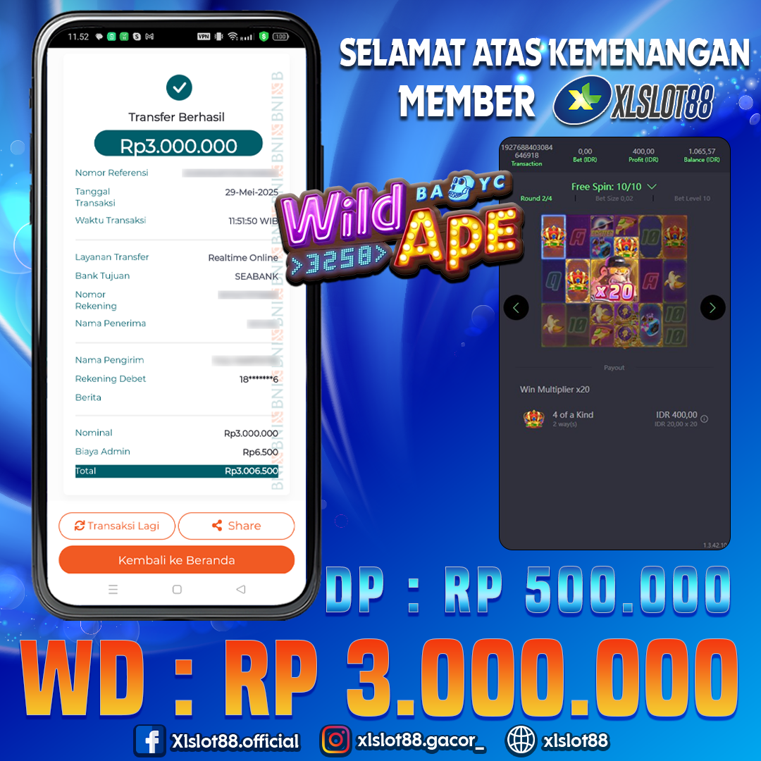 SELAMAT ATAS KEMENANGAN MEMBER XLSLOT88