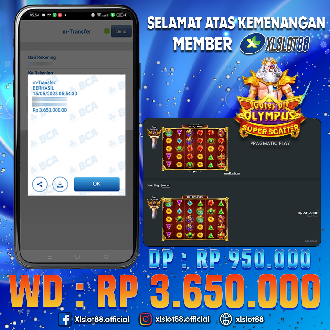 SELAMAT ATAS KEMENANGAN MEMBER XLSLOT88