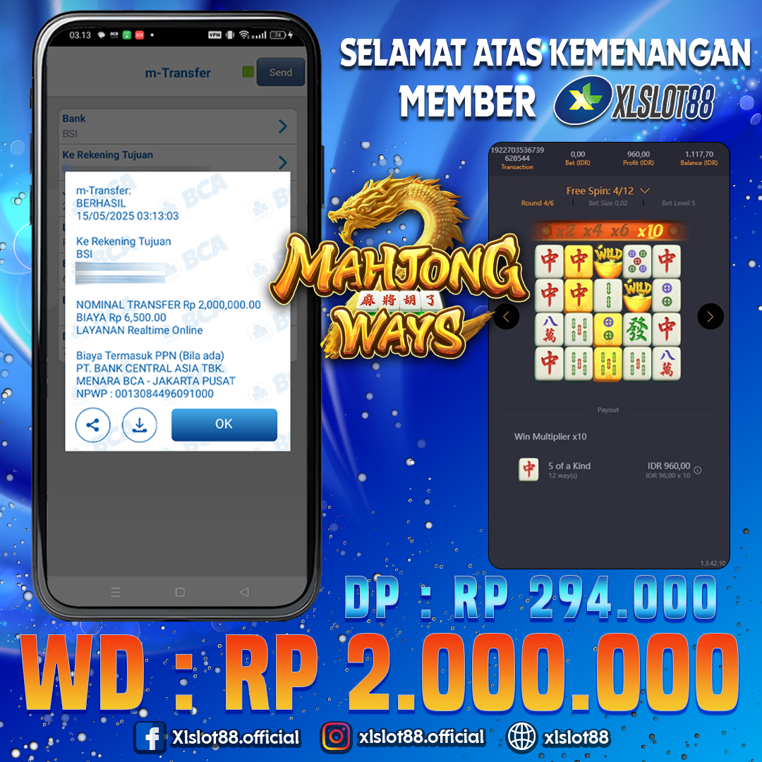 SELAMAT ATAS KEMENANGAN MEMBER XLSLOT88