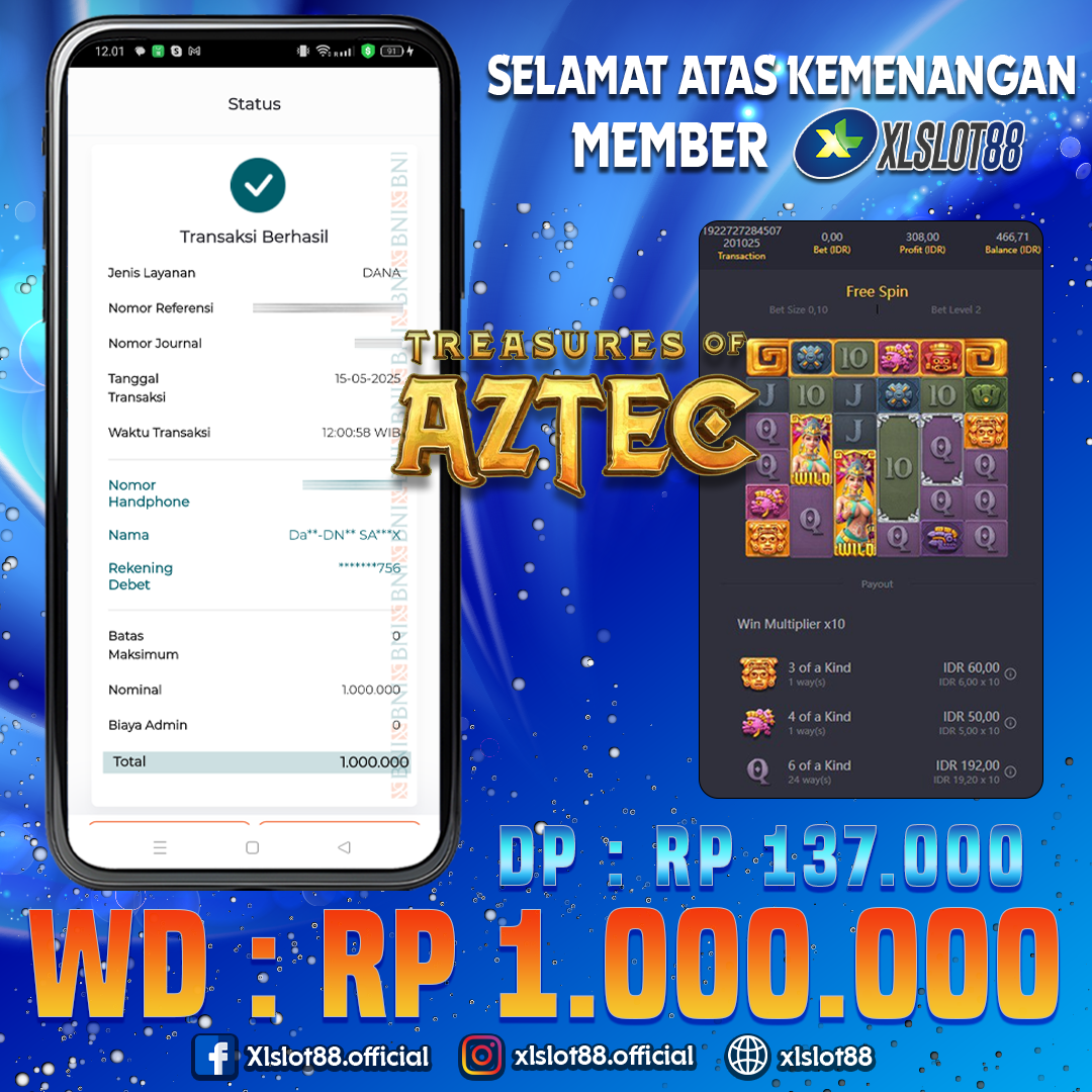 SELAMAT ATAS KEMENANGAN MEMBER XLSLOT88