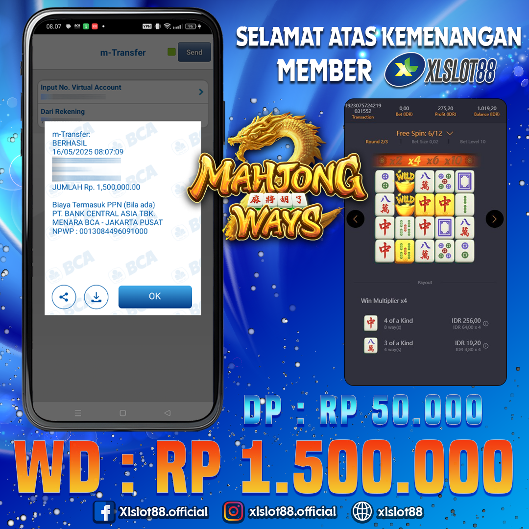 SELAMAT ATAS KEMENANGAN MEMBER XLSLOT88
