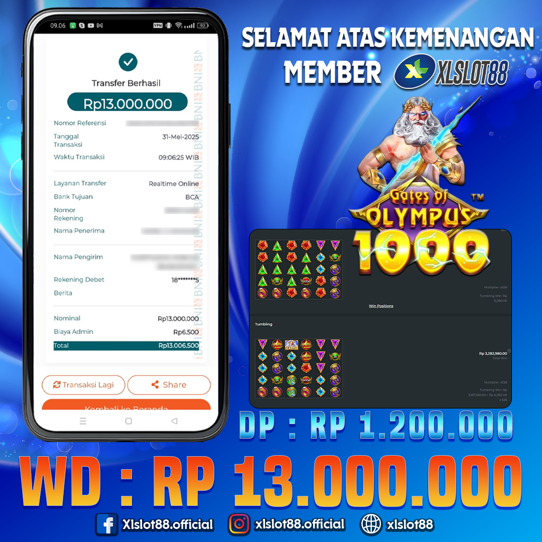 SELAMAT ATAS KEMENANGAN MEMBER XLSLOT88