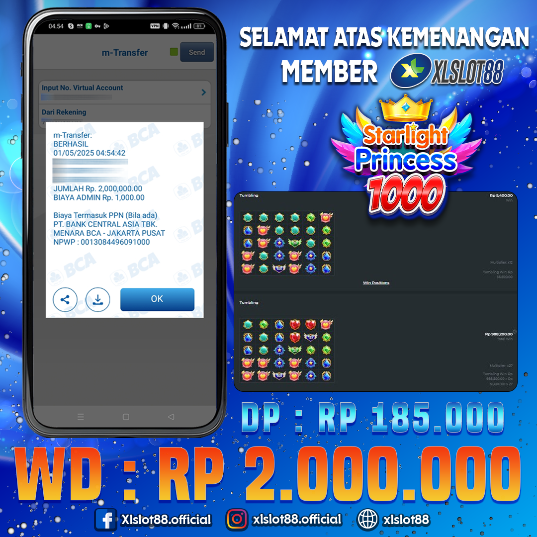 SELAMAT ATAS KEMENANGAN MEMBER XLSLOT88