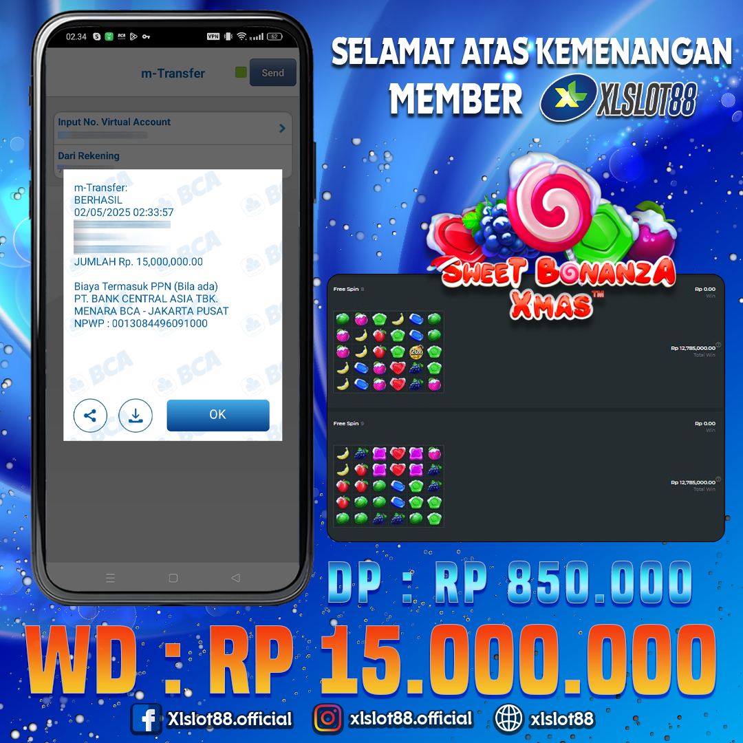 SELAMAT ATAS KEMENANGAN MEMBER XLSLOT88