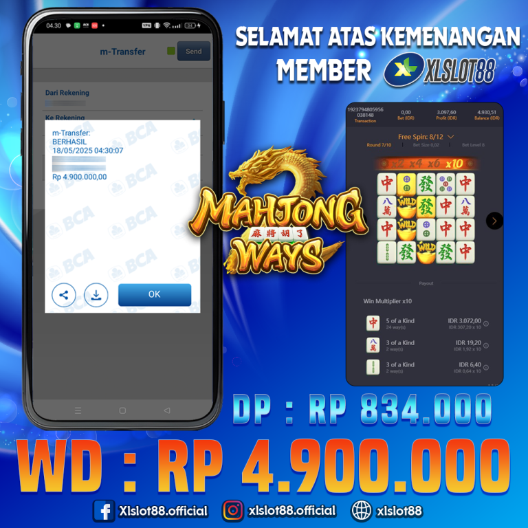 SELAMAT ATAS KEMENANGAN MEMBER XLSLOT88