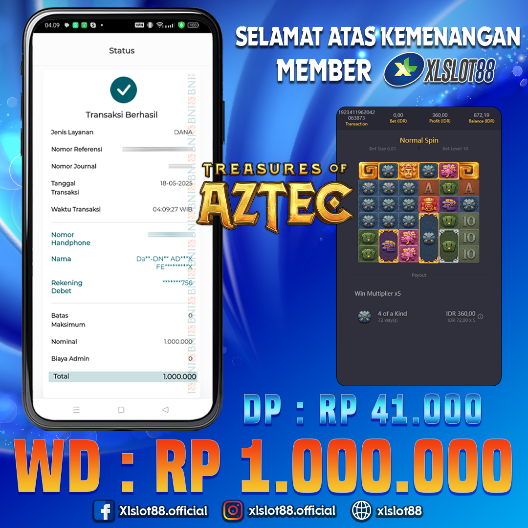 SELAMAT ATAS KEMENANGAN MEMBER XLSLOT88