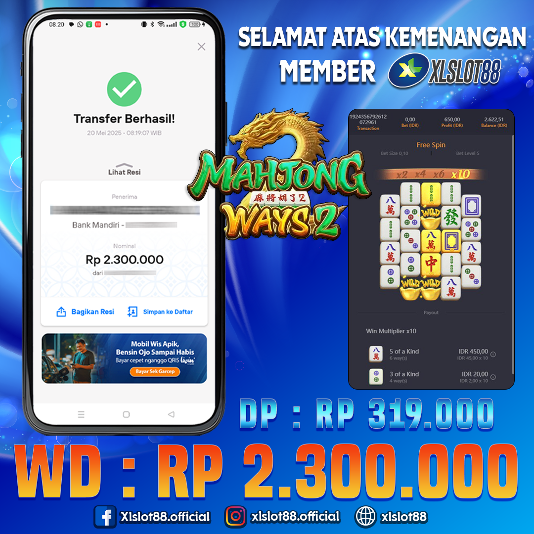 SELAMAT ATAS KEMENANGAN MEMBER XLSLOT88