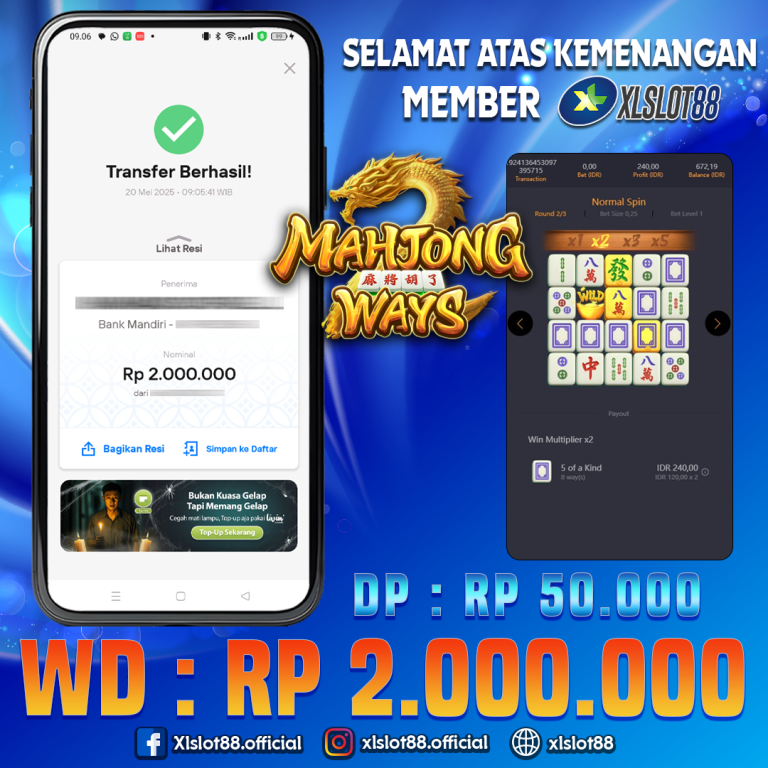 SELAMAT ATAS KEMENANGAN MEMBER XLSLOT88