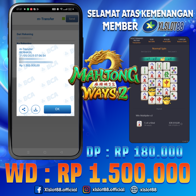 SELAMAT ATAS KEMENANGAN MEMBER XLSLOT88
