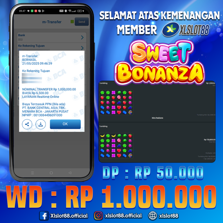 SELAMAT ATAS KEMENANGAN MEMBER XLSLOT88