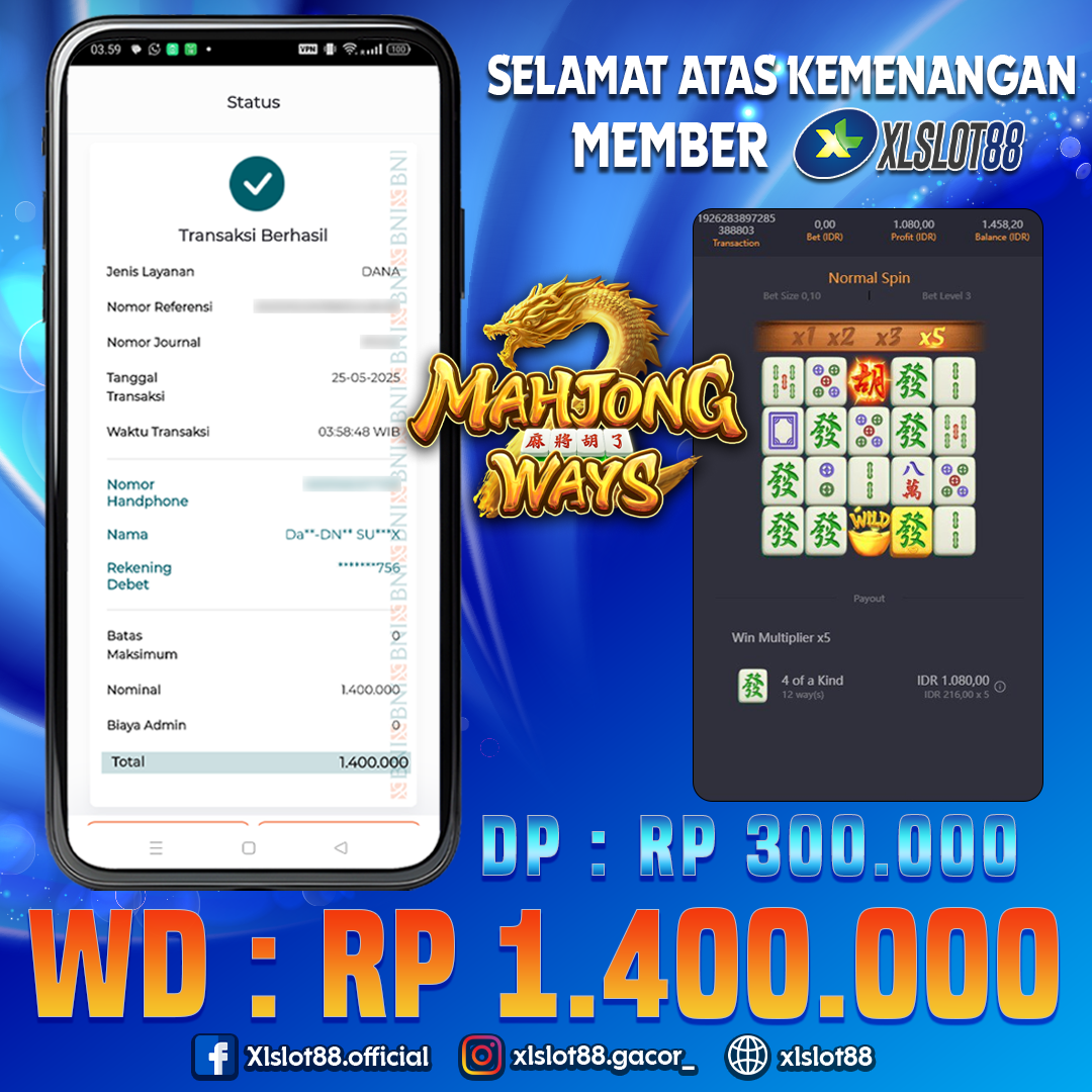 SELAMAT ATAS KEMENANGAN MEMBER XLSLOT88