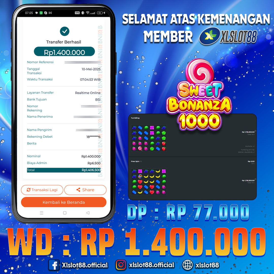 SELAMAT ATAS KEMENANGAN MEMBER XLSLOT88