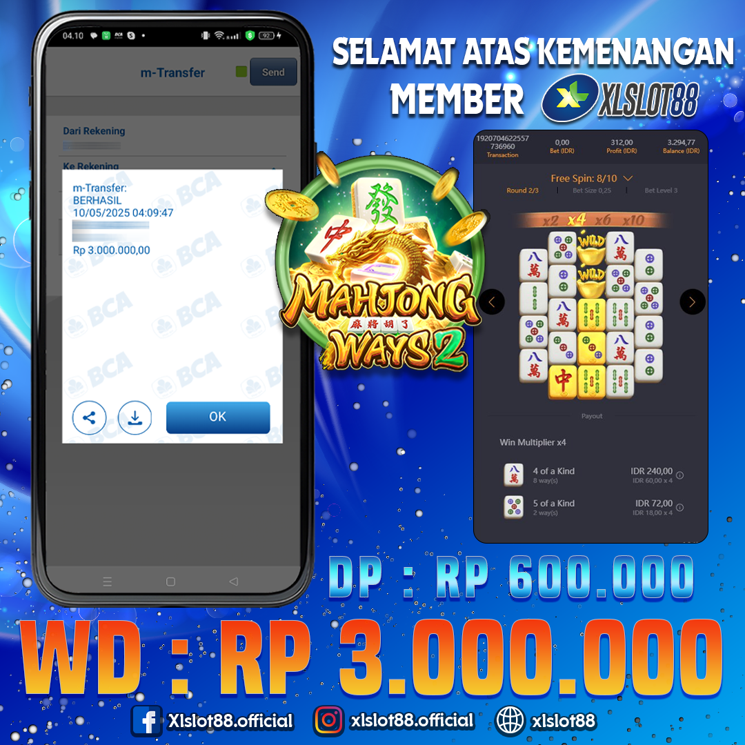 SELAMAT ATAS KEMENANGAN MEMBER XLSLOT88