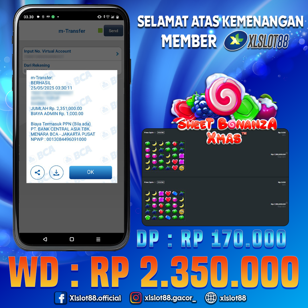 SELAMAT ATAS KEMENANGAN MEMBER XLSLOT88