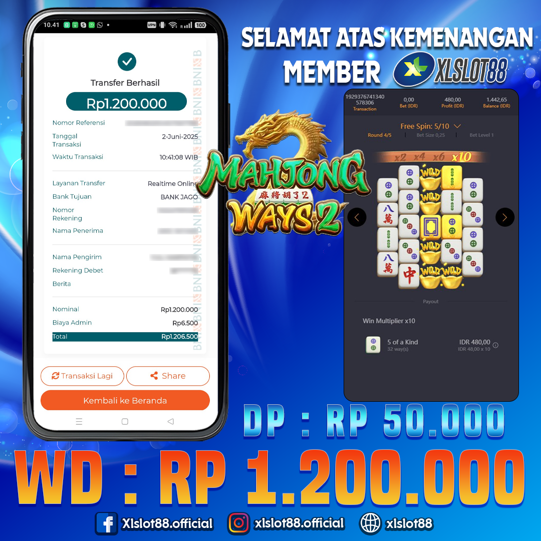 SELAMAT ATAS KEMENANGAN MEMBER XLSLOT88