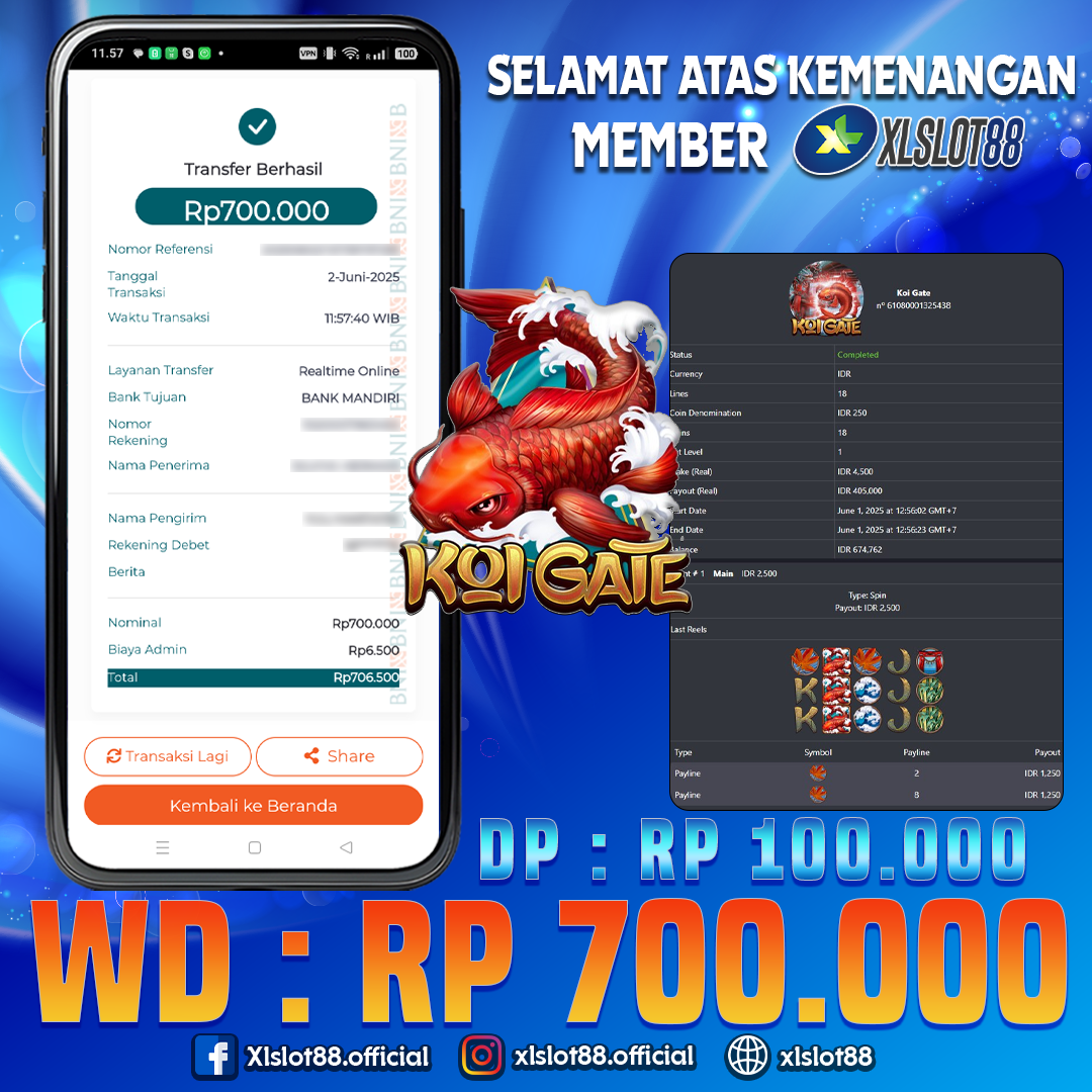 SELAMAT ATAS KEMENANGAN MEMBER XLSLOT88