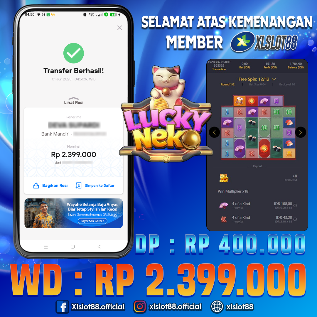 SELAMAT ATAS KEMENANGAN MEMBER XLSLOT88