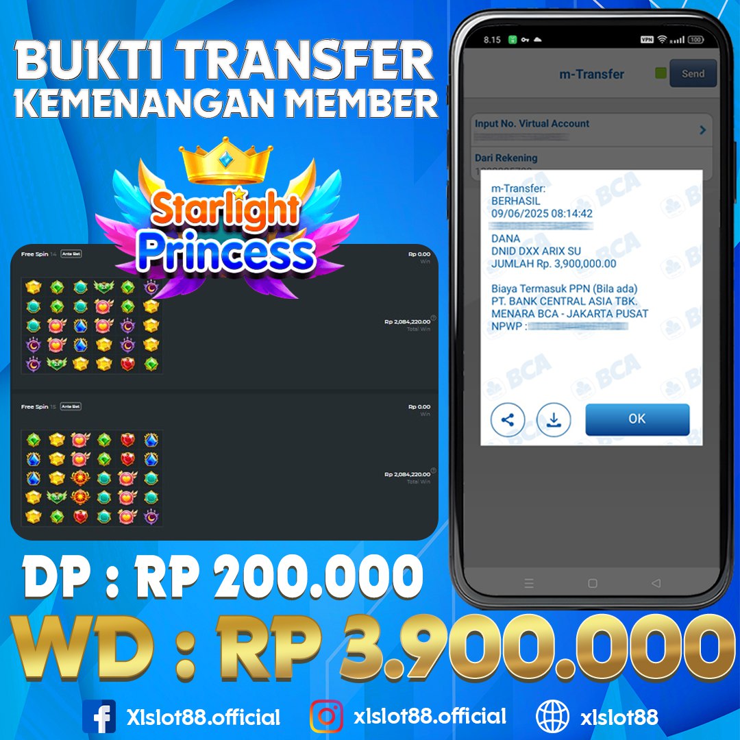 SELAMAT ATAS KEMENANGAN MEMBER XLSLOT88